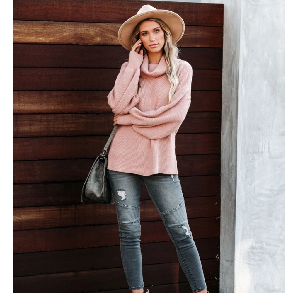 FIONIA Ribbed Cowl Neck Sweater